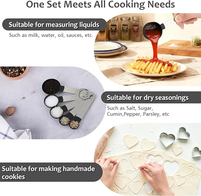 Accmor Measuring Cups & Spoons Set, 10 Pcs Plastic Cups and Spoons With Stainless Steel Handle, 5 Pcs Stainless Steel Cookie Cutters, Stackable Kitchen Gadgets Measure Tools for Cooking & Baking