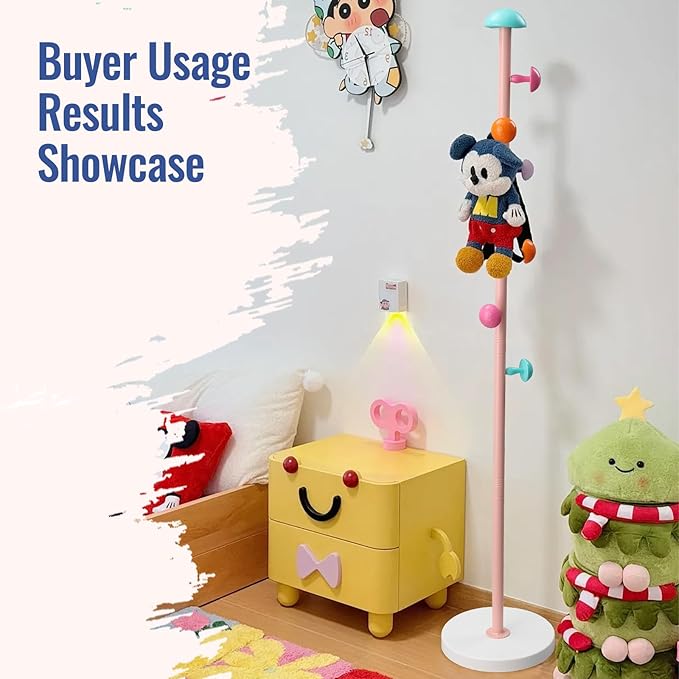Space Saving Kids Coat Rack with 6 Cute Hooks - Durable Metal Organizer for Coats, Hats, and Bags - Easy Assembly, Tenant Friendly Design for Bedroom or Entryway