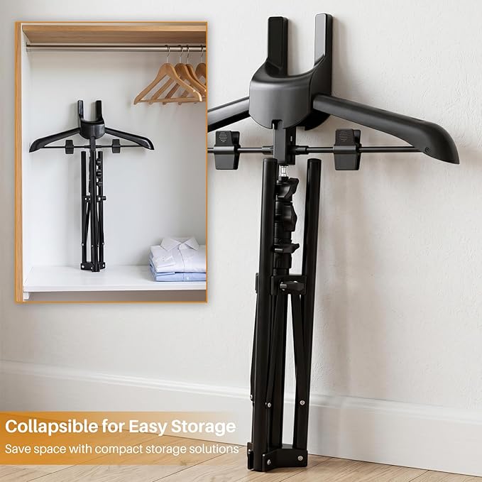 Adjustable Shirt Display Stand 32-64.6 Inch, Foldable Clothing Display Stand Mannequin Torso for Retail Vendors, Multi-Use Steamer Rack Stand for Clothes Garment