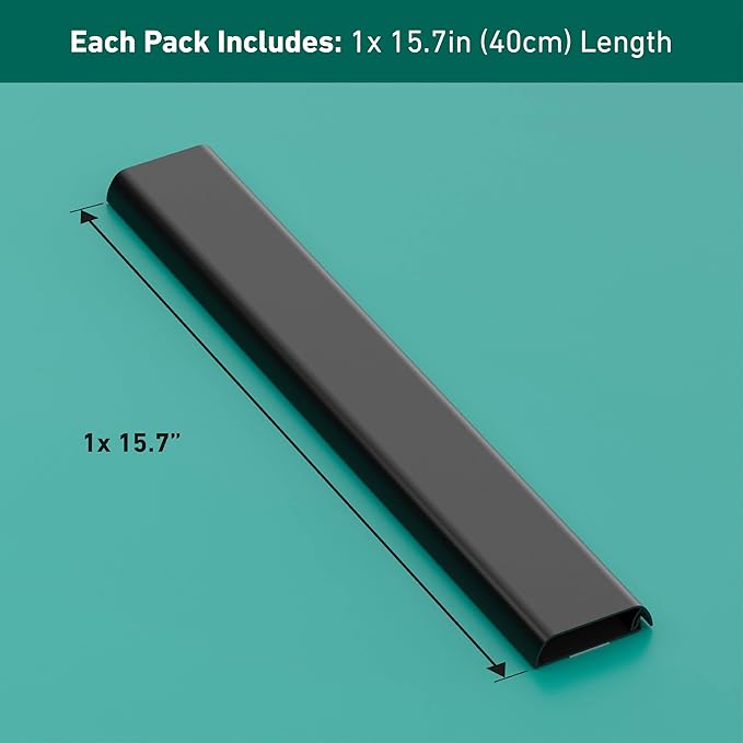 D-Line TV Wall Mount Cord Hider, Hide Mounted TV Cables, Wire Covers, Self Adhesive Cover for Cords, Paintable, Low Profile, Seamless Cable Raceway - 2.36in W x 0.59in H x 15.7in L - Black