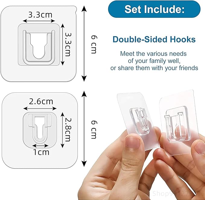 vilihkc 40pcs Double Sided Adhesive Hooks Wall Hooks for Hanging,Self Adhesive Hooks for Bathroom Kitchen Office Hanging(20set)