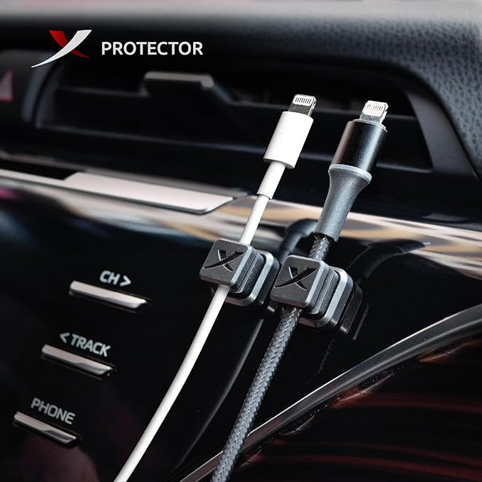 Magnetic Cable Holders X-Protector 3 PCS - Premium Cable Clips - Self-Adhesive Cable Holder for Car - Cord Organizer for Desk - Cable Organizer - Black Wire Organizer - Cord Management for Wires!