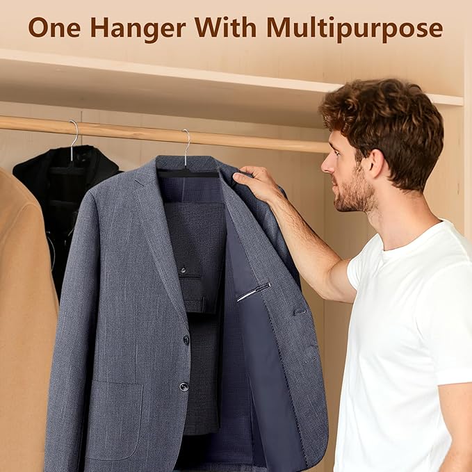 50 Pack Velvet Hangers Non Slip, Felt Pants Hangers Thin Space Saving Clothes Hanger Flocked Strong Durable Ganchos para Colgar Ropa with 360°Swivel Hook for Pants Jeans Shorts Tank Top, Rose Red