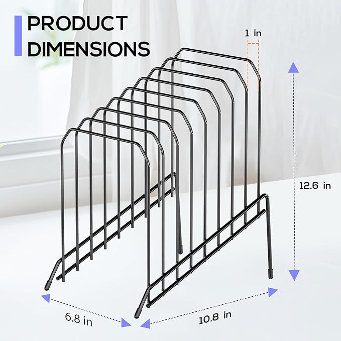 Gawerk Incline Metal Desk Magazine Folder Holder, Sorter Desk File Organizer with 8-Section Vertical Compartments Rack File Organizer for Office, Home, School
