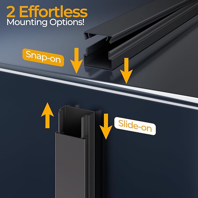 Cord Hider Kit, 113.4in Cord Covers for 2-4 Wires on Wall, Self-Adhesive Cable Hider Wire Covers for Cords on Wall, Paintable Cable Cover Raceway, Cord Hider for Walls Mount Tv, W0.95 H0.55in, Black