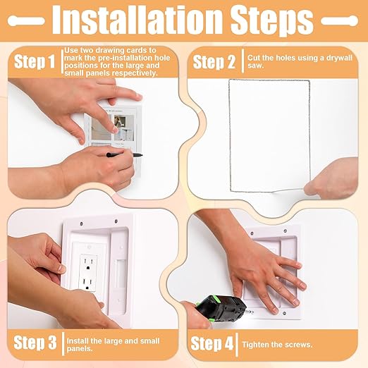 in-Wall TV Cable Management Kit with Recessed Dual AC Outlet, 9FT Extension Cord & Brush Wall Plate, TV Wire Hider for Wall Mounted TV, Power & Low Voltage Cable Concealer (2AC)