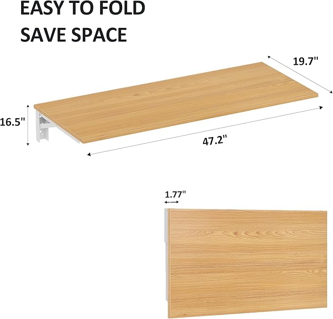 Need Fold Wall Mounted Workbench Folding Wall Table Length 47.2" Width 20" Perfect Addition to Garage & Shed/Home Office/Laundry Room/Home Bar/Kitchen & Dining Room