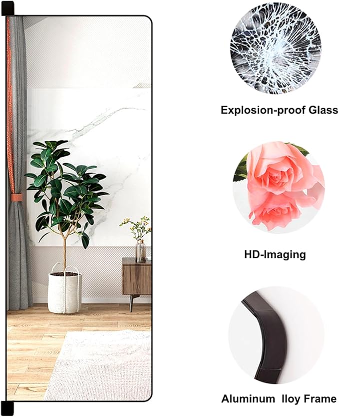 180° Swivel Full Length Mirror, 43" x 15.2" Wall Mounted Full Length, Hideaway Closet Mirror for Cloakroom, Bedroom, Door