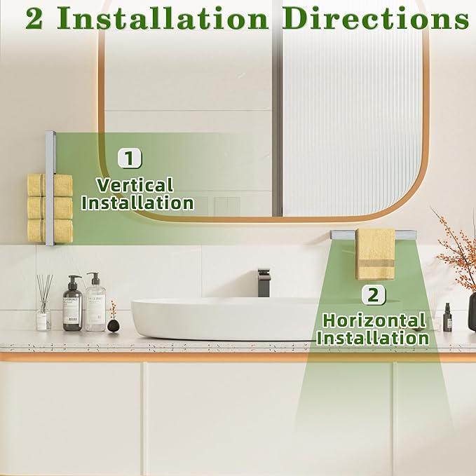 Alise Bath Towel Bar,Wall Mount 24 Inch Towel Holder,Towel Racks for Bathroom, Towel Rail for Lavatory,SUS304 Stainless Steel Hand Towel Hanger,Brushed Finish