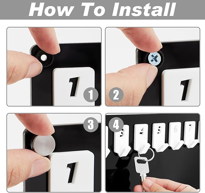 Beeveer Acrylic Key Board with 100 No. Hooks Wall Mount Key Rack Holder Hanger Storage Collection for School, Garage, Car Dealer, Office, Real Estate, Hotel (Black)