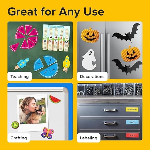 Super Sticky Magnetic Tape (7 Feet x 1/2 Inch / 2m x 1.25cm) - Strong Magnet Strip with Adhesive Backing for DIY & Crafts - Easy to Cut and Mount On Fridges, Whiteboards & More - Organization