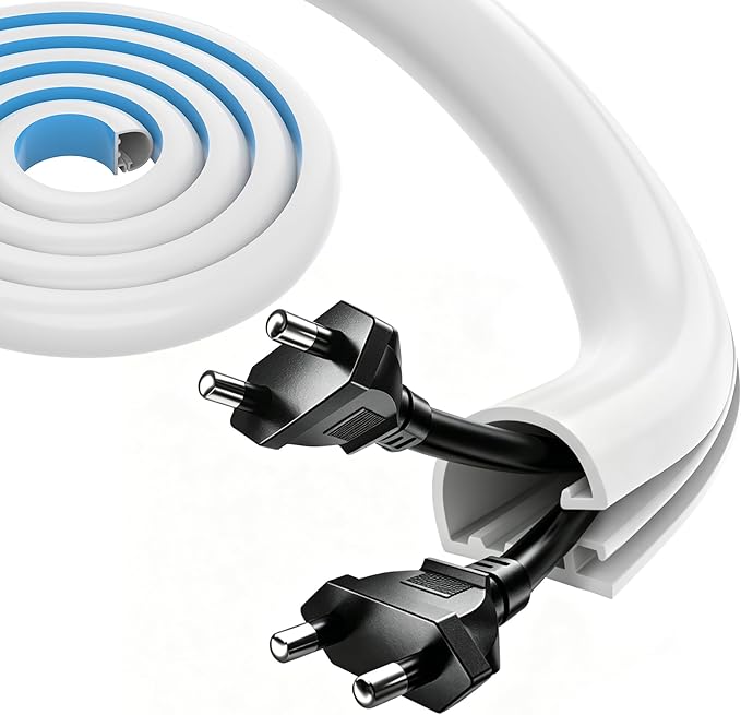 Grotheory 78" Cord Hider for 2-3 Cable, Self-Adhesive Cord Covers for Wires on Wall, Silicone Wire Cover for Wall Mounted TV, Paintable Cable Management for Home & Office, White