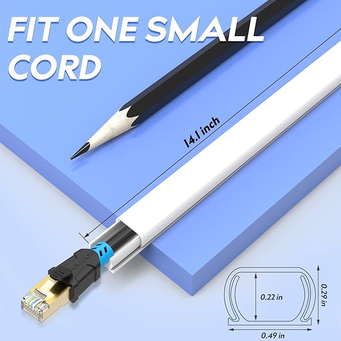 142" Mini Cable Hider Wall - Bestong Cord Cover for Single Cord, PVC Wire Concealer for Cords, Paintable Cable Raceway