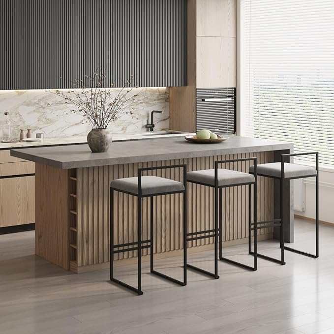 homary Kitchen Island with Storage & Wine Rack, 72" Modern Gray Kitchen Cabinet with Wood Top, Large Fixed Island with 3 Drawers & 6 Adjustable Shelves, Without Bar Stools