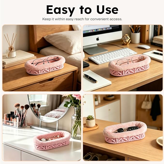 Glasses Holder,Anti-scratch Plush Lined Eyeglass Holder Stand for Nightstand Desk Storage Organizer