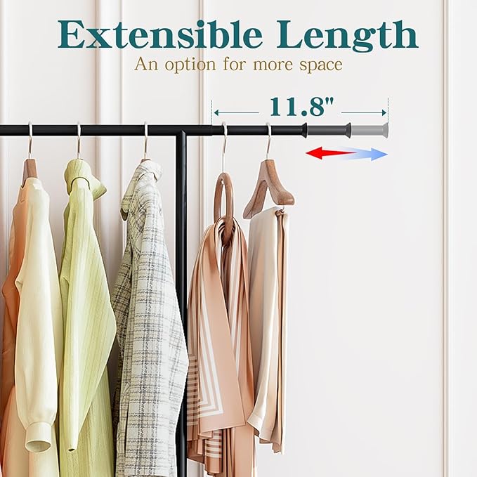 SUOERNUO Clothes Rack with Wheels Rolling Clothing Rack for Hanging Clothes, Portable Metal Garment Rack for Bedroom Laundry Living Room (Black, 59.05"*15.75"*59.45")