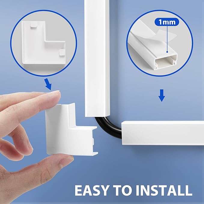Cord Cover Wall Kit, TV Cord Hider for 1 Thick Cord, 157in Wire Covers for Cords, YCLYC Cable Hider for Wall Mount TV, Wall Cable Concealer, Cable Cover Cable Raceway 10 x L15.7”, W0.78” H0.4” Grey