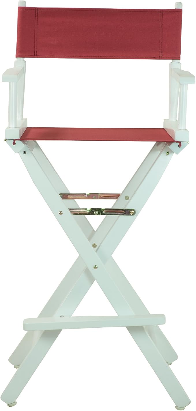 Casual Home Director's Chair ,White Frame/Burgundy Canvas,30" - Bar Height