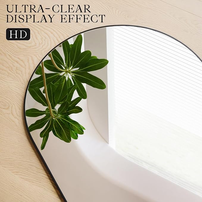 MISSDAY Large Arched Full Length Mirror, 83"x44" Oversized Full Body Mirror with Stand, Floor Mirror Long Free Standing, Leaning or Hanging, Frame Wall-Mounted Mirrors Wall Mirrors for Bedroom, Black
