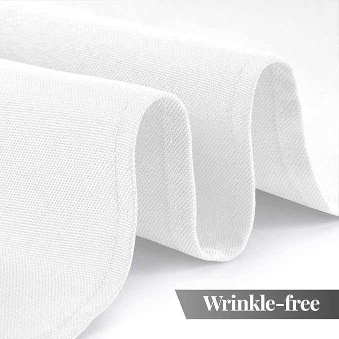 WEALUXE White Table Cloths for 6 Foot Folding Tables [6 Pack, 60x102 Inches] White Tablecloths Rectangular, Stain and Wrinkle Resistant Washable Linen Fabric Cloth