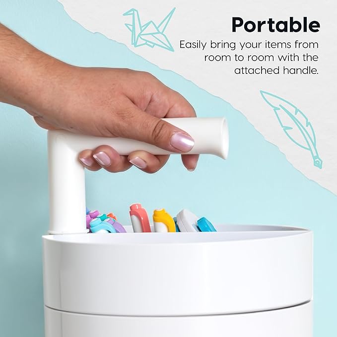 IRIS USA 2-Pack Desk Caddy Organizer |Made in USA| with Built-In Handle & 6 Storage Compartments for Markers, Pens, Arts & Crafts - White