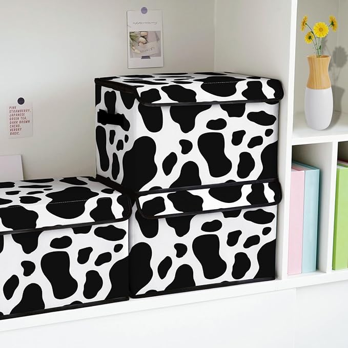 Stackable Storage Bins with Lids,Closet Organizers Fabric Box for Home and Office,Blanket Clothes Organizers,Under Bed Storage Containers 3 Pack