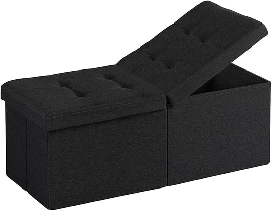 35-INCH Storage Ottoman Bench, Footrest with Storage, End of Bed Bench Coffee Table for Living Room, Bedroom, Entryway, Black
