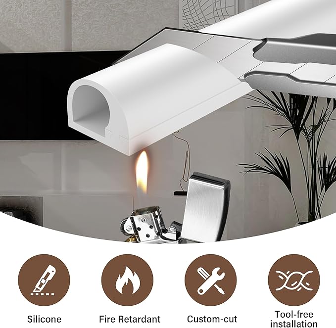 Cord Hider for Wall Mounted TV,39" One Cable Cover with Side Open, Flexible Silicone Wire Raceway Management,Self-Adhesive Cord Organizer,Wire Concealer Channel, White