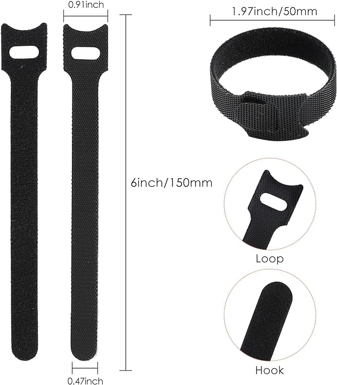 MVYC 120PCS 6 Inch Cable Ties Reusable Multi-Purpose Wire Ties Cord Organizer Adjustable Cable Management 5 Colors