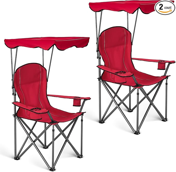 ALPHA CAMP Camping Chairs 350LBS Capacity, Heavy Duty Folding Chair with 4-Can Cooler Bag, Portable Outdoor Chair with Cup Holder for Adults, Collapsible for Tailgating, Beach, Fishing