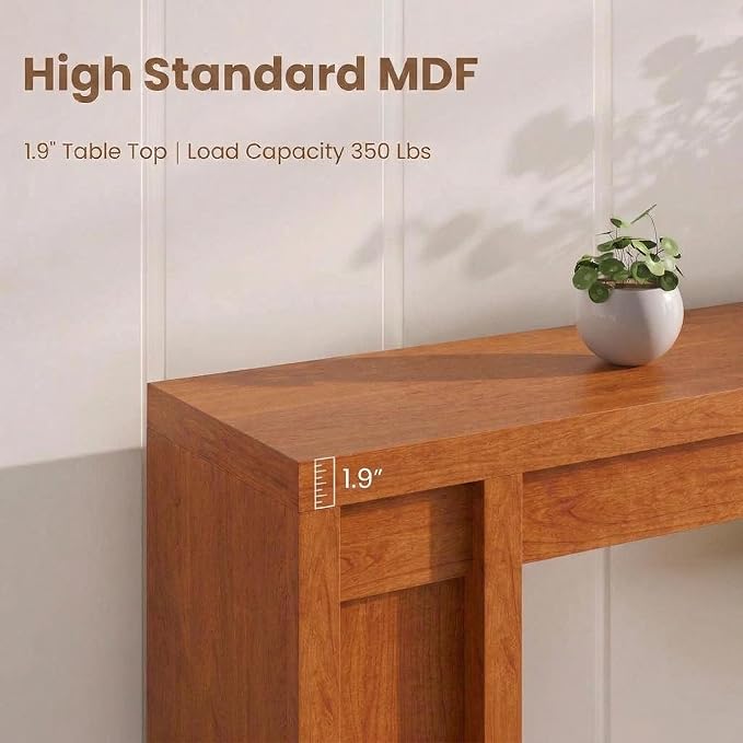 Garvee 70.9 in Long Entryway Table, Wooden Farmhouse Console Table Below Mounted TV, Thick Sofa Table Behind Couch Table, Long Console Tables for Entryway Living Room, Honey Brown