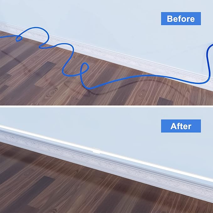 250in Cord Hider, One-Line Cable Hider, Yecaye Small Cord Covers for Wires on Wall System, Cable Raceway Kit for Max 2 Cords, Wire Hiders for Tv on Wall, Wire Hider, 16XL15.7in W0.59in H0.4in, White