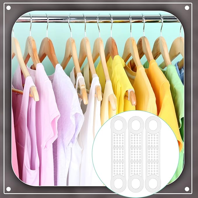 Taiyin 100 Pcs Non Slip Rubber Clothes Hanger Grips Clear Silicone Clothing Hanger Strips Clothes Hanging Accessories for Wood Plastic Home Stores Use