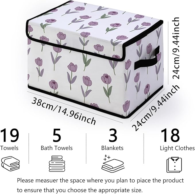 Stackable Storage Bins with Lids,Closet Organizers Fabric Box for Home and Office,Blanket Clothes Organizers,Under Bed Storage Containers 3 Pack
