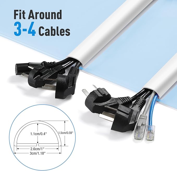 AGPTEK Wall Cord Hider 78 Inch - Self-Adhesive Wire Cover Cable Raceway Flexible PVC Home Wall Mount TV Cable Concealer Pet Cord Protector Management, Protect Cat Dog from Chewing, W 1.2" H 0.5"
