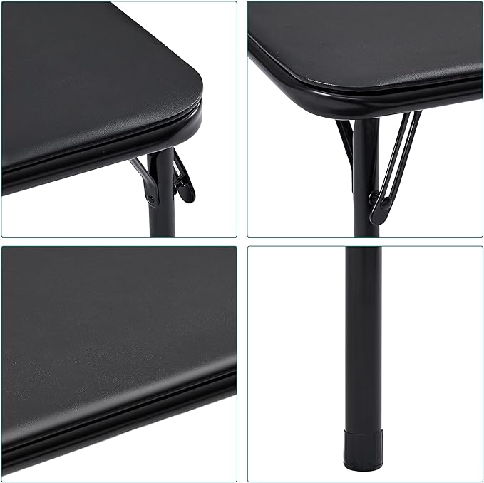 VECELO 24'' Kids Folding Activity Card Table, with Ultra Soft Padded Tabletop, 1 Piece, Solid Black