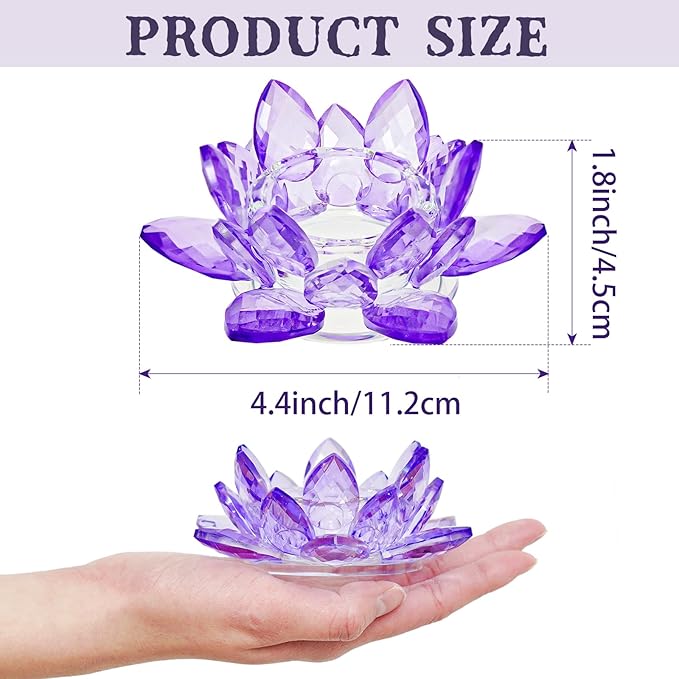 Crystal Flower Jewelry Tray, Transparent Decorative Trinket Dish for Rings, Earrings, Necklaces, Keys for Vanity Dresser Nightstand, Elegant Gift for Women Mother's Day (2, 4.4"(w) - Purple)