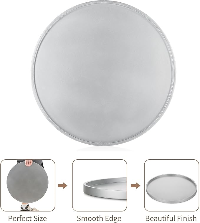 Hanobe Decorative Coffee Table Tray: Silver Wood Tray Round Rustic Wooden Trays Circle Farmhouse Centerpiece Candle Holder for Home Decor Ottoman Counter Display Living Room Organizer 18"