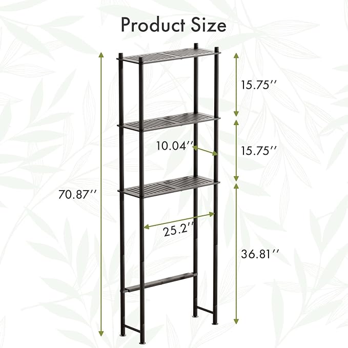AmazerBath Bamboo Over The Toilet Storage Shelf, Over Toilet Bathroom Organizer Rack, 3-Tier Bathroom Shelves Over Toilet, Space Saver, Espresso