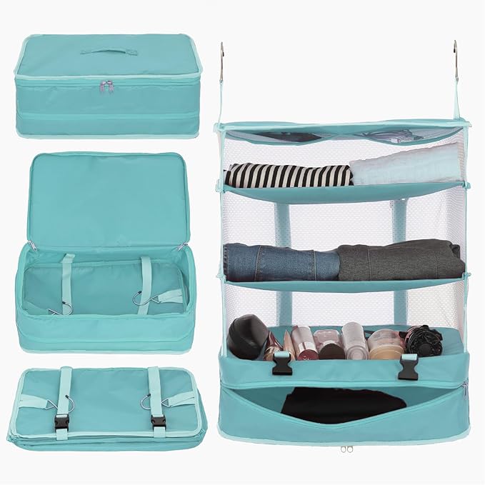 TABITORA Portable Hanging Travel Shelves Bag Packing Cube Organizer Suitcase Storage Large Capacity