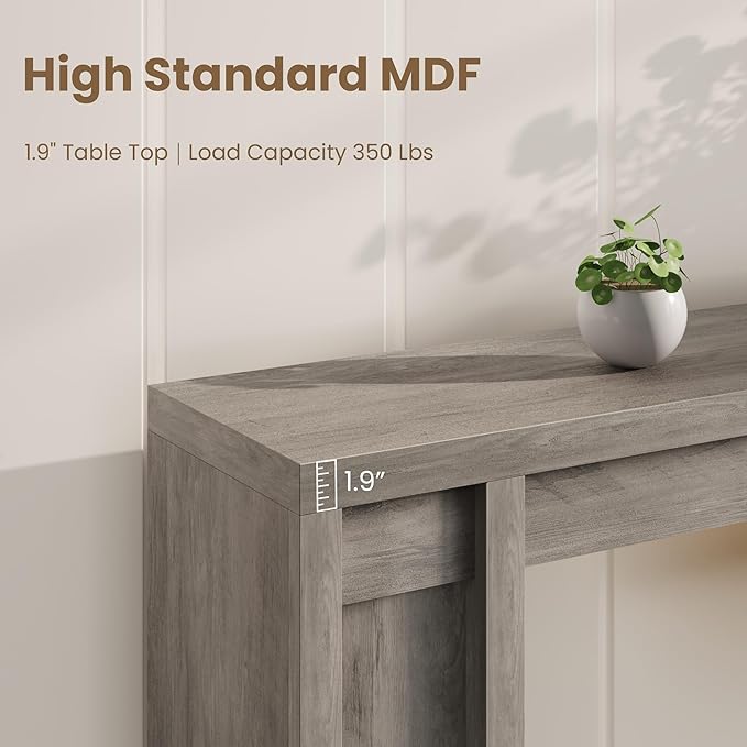 Garvee 70.9 in Gray Entryway Table, Wooden Farmhouse Console Table Below Mounted TV, Thick Sofa Table Behind Couch Table, Long Console Tables for Entryway Living Room