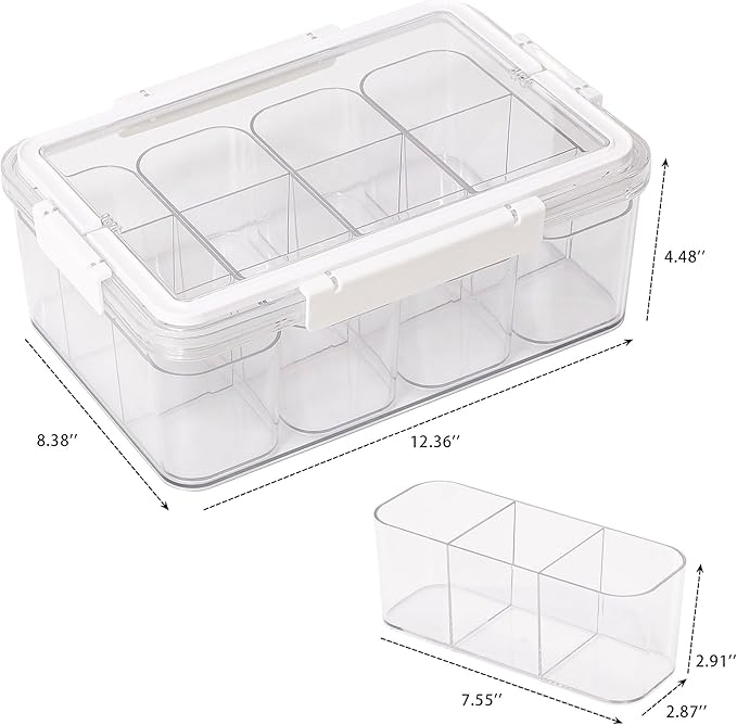 Large Cable Storage Box with Lid, Plastic Power Cords Organizer for Desk Drawer, Clear Home Office Container for Cell Phone Charger, Art Crafts and Stationery