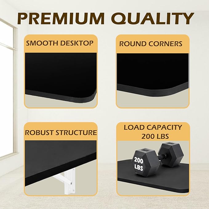 Laundry Folding Table, 32'' x 16'' Wooden Wall Mount Desk, Laundry Table for Folding Clothes, Black Color, 32'' Length