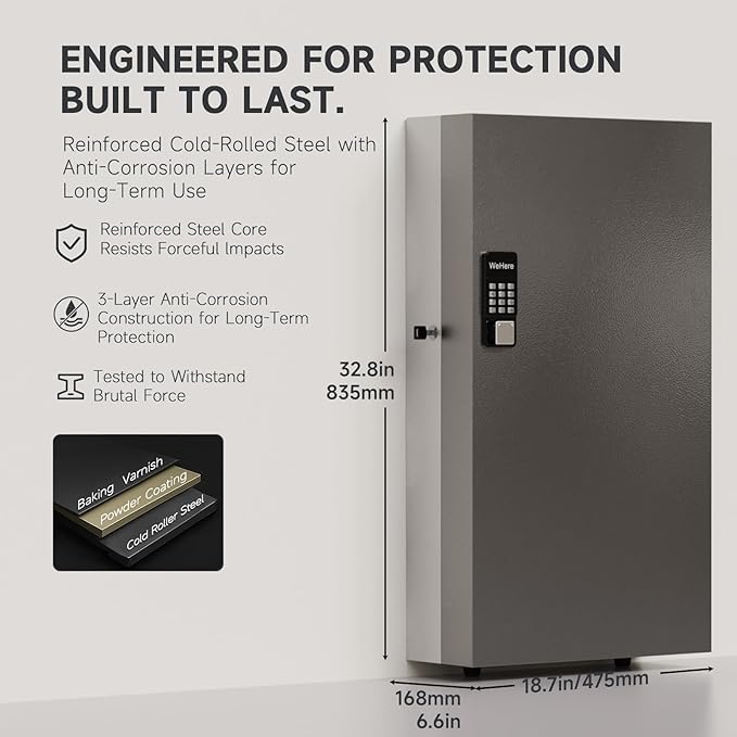 360-Key Smart Key Lock Box, Wall-Mount Key Cabinet with Key Management App(Track Key Borrow/Return), Keypad, Bluetooth & WiFi Unlock (Sold Separately) for Commercial, School, Rental, Office