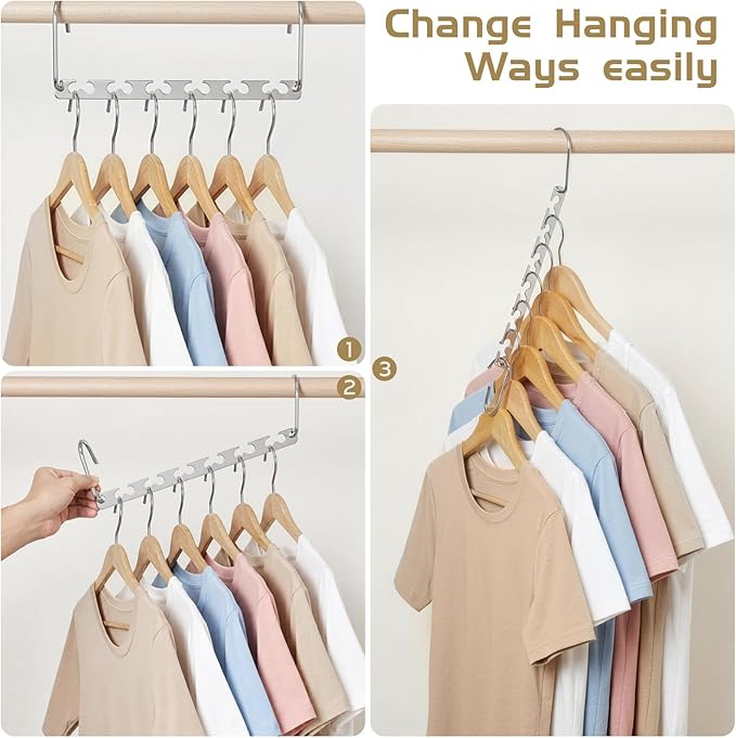 HOUSE DAY Space Saving Hangers for Clothes 20 Pack, Heavy Duty Hanger Organizer | 30 Lbs Capacity |, Metal Magic Hanger, Sturdy Multi Hangers, Closet Space Saver Closet Organizers and Storage