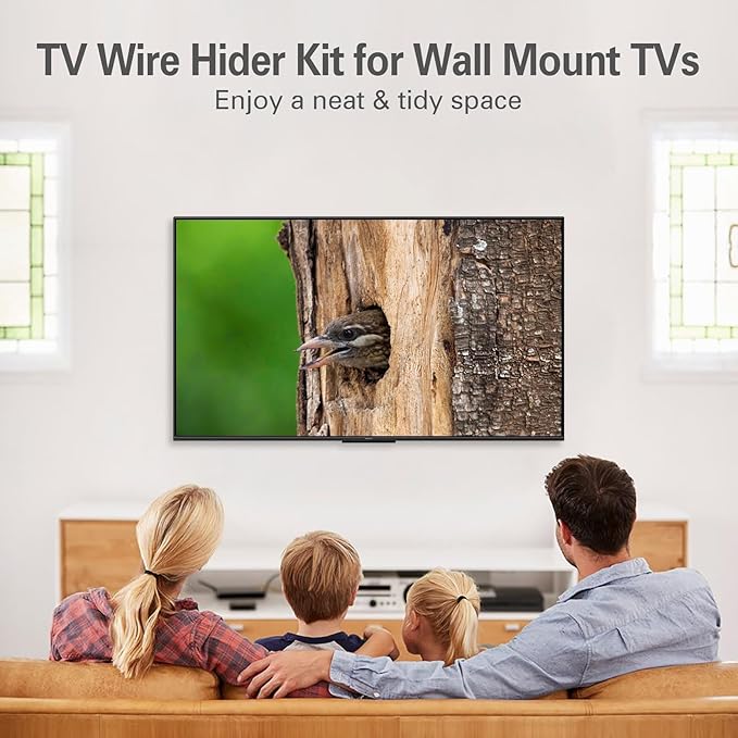 in Wall Cable Management Kit, Large Opening Cable Pass Through (Fits 5+ Cables), 2-Pack Wall Grommets with Drywall Hole Saw for Easy Install, TV Cord Hider for Wall Mounted TV - Black