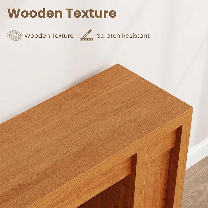 Garvee 70.9 in Long Entryway Table, Wooden Farmhouse Console Table Below Mounted TV, Thick Sofa Table Behind Couch Table, Long Console Tables for Entryway Living Room, Honey Brown