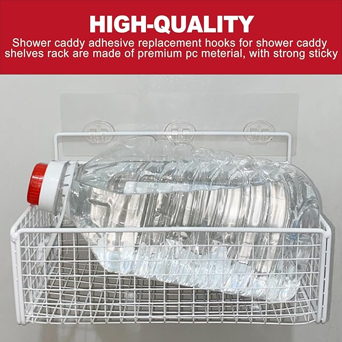 4 Pack Shower Caddy Adhesive Replacement and Shower Shelf Non-Slip Pads, No Drilling Waterproof Adhesive Hooks, Transparent Strips for Tile and Glass Bathroom Storage