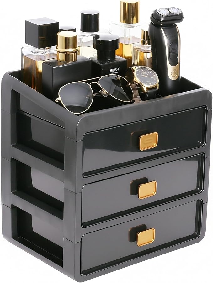 Cologne Organizer for Men,Cologne Stand with 3 Drawer,Nightstand Organizer,Cologne Shelf,Dresser Drawer Organizers,Organizador de Perfumes,Perfume Stand Organizer for Bedroom,Four Layer