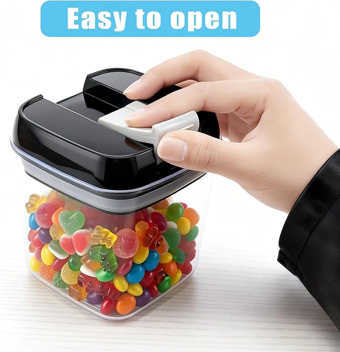 6-Piece Airtight Food Storage Containers with Lids - BPA-Free Kitchen Pantry Canisters for Cereal, Pasta, Snacks, Candy & Dry Foods, Stackable Space-Saving Design